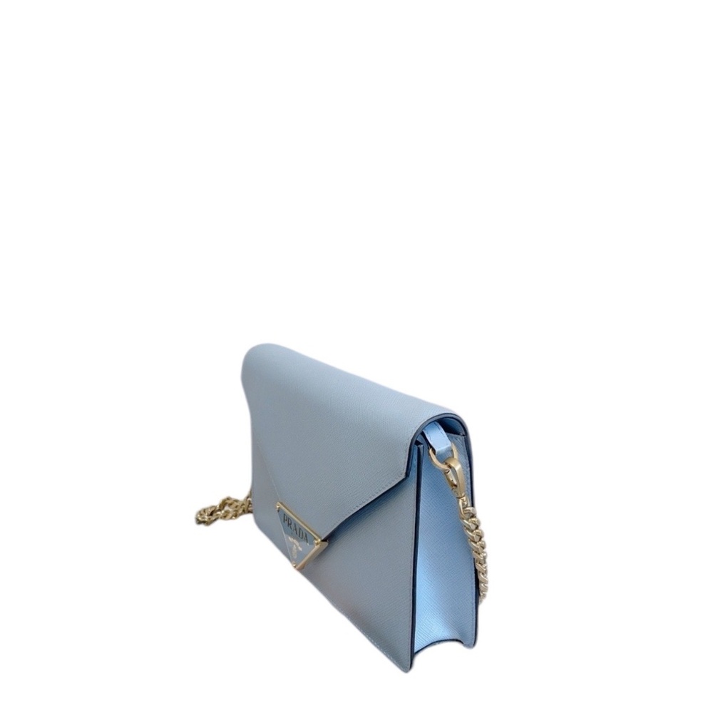 Authentic Prada Envelope Light Blue Saffiano Leat… - image 3
